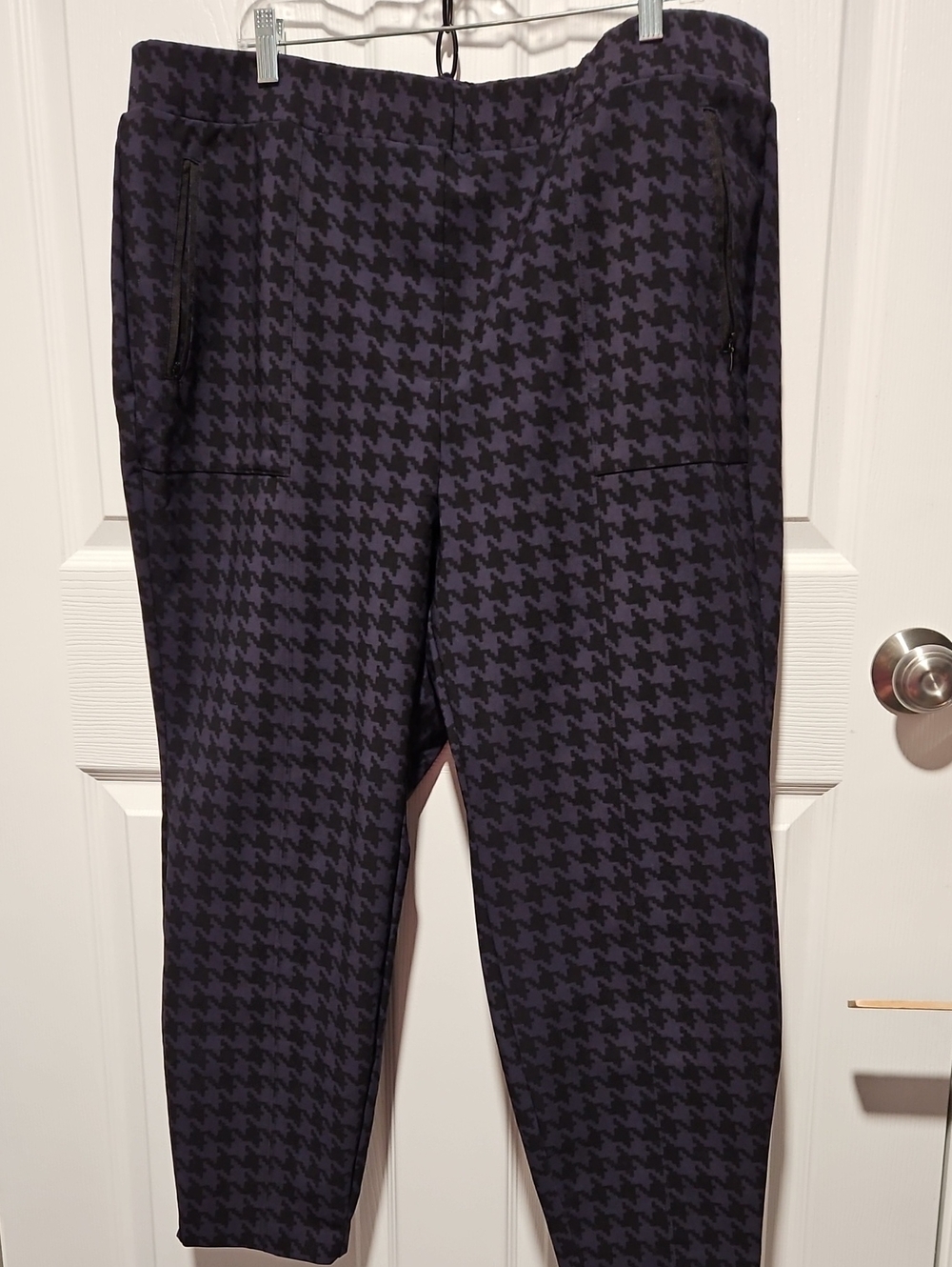 Lane Bryant Black & Dark Blue Houndstooth Stretch Trousers